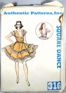 UNCUT Authentic Patterns 316 Square Dance Dress, bust 30.5-32.5 - Picture 1 of 2