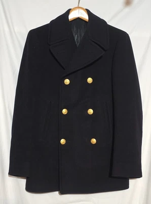 Abrigo De Colección Marina de los Estados Unidos, Chaquetón Jersey De Lana Para Hombre - Azul/Dorado Azul Marino Botones - 34R Foto 1 de 4