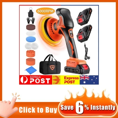 6" Car Polisher Buffer Machine Cordless with Battery Dual Action Polishing - image 1 of 4