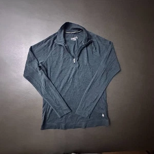 Smartwool Sweater Mens Large Blue Merino 250 1/4 Zip Slim Fitted 100% Wool Run - Picture 1 of 10