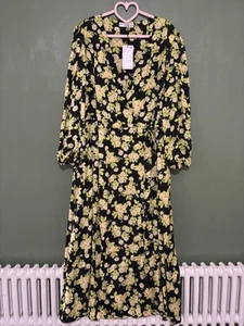 Mango Floral Wrap Dress BNWT Size 2XL / UK 22 Summer Party Dress RRP £49.99 - Picture 1 of 8