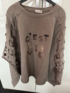 Made In Italy, Sweatshirt, Taupe, Oversized - Bild 1 von 5