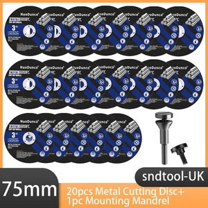 20Pcs 3inch Cut Off Wheel with 1/4 in Mounting Mandrel Kit For Metal Die Grinder - Picture 1 of 7