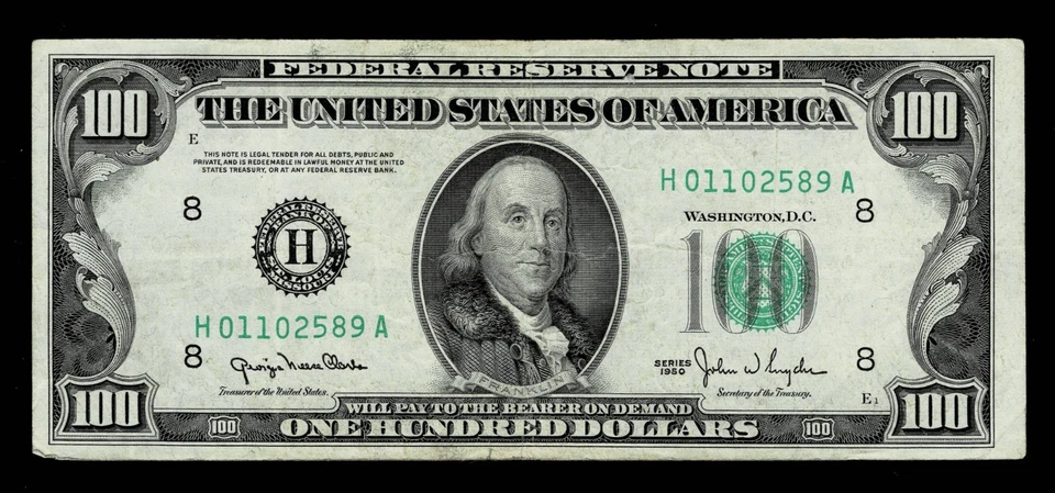 1950 $100 Hundred Dollar Bill Rare Federal Reserve Note VF - Image 1 of 2