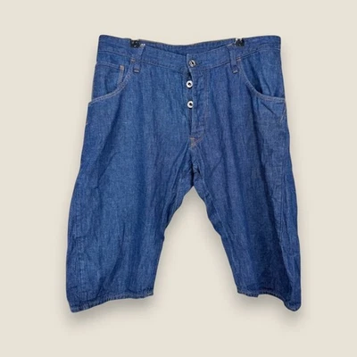 Pantalones Cortos de Denim G-Star Raw Arc 3D Hombres Talla 33 Azul Jean Botón Lavado Mosca Ajustados 14" Foto 1 de 4