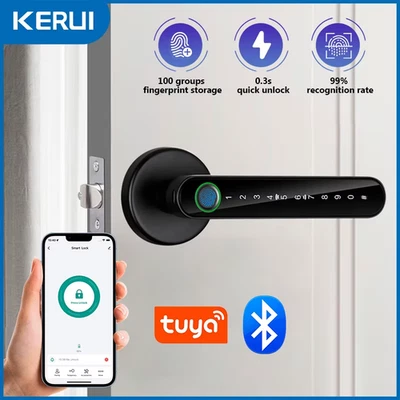 Smart Fingerprint Door Lock Security Electronic Door Lock Biometric Door Handle - Image 1 of 4
