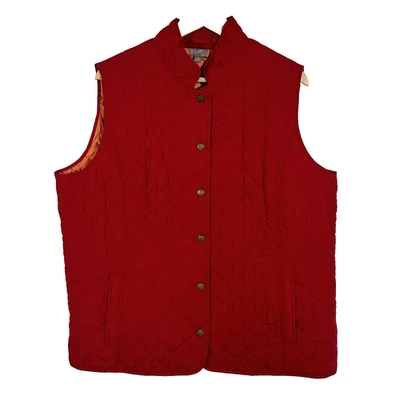J.Jill Quilted Vest Size 2x Red Snap Front Pockets Classic Preppy Traditional - Image 1 of 4