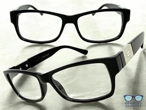Men's Classy Elegant Modern Retro READING EYE GLASSES READERS Black Frame +1.75 - Picture 1 of 6