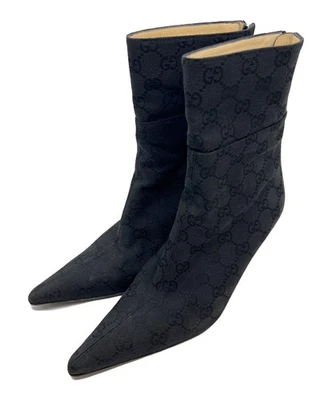GUCCI Short Boots Shoes GG EU 37.5 US 7.5 Black Authentic - Image 1 of 4