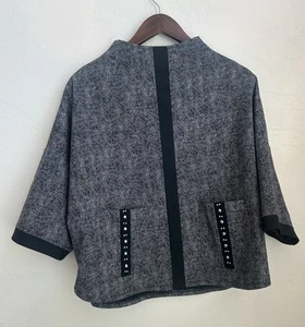 Joseph Ribkoff Funnel Neck Top Cape 6 Herringbone Classic Boxy Relaxed Designer - Picture 1 of 9