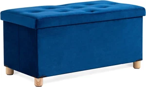 30 Inches Folding Storage Ottoman Bench, Ottoman with Storage for Living Room, w - Picture 1 of 8