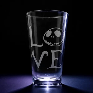 SKELLINGTON SKULL LOVE Lasergravur 16oz Pint Glas | Nightmare Before XMas - Bild 1 von 4