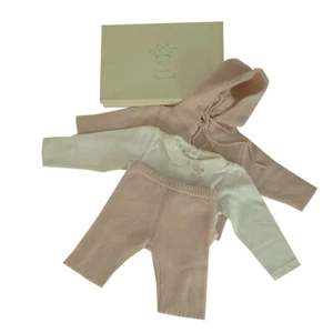 Marie Chantal Pink Cashmere Girl Set Trousers & Hoodie White Bodysuit size 6 M - Picture 1 of 10