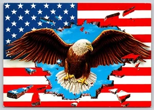 Postcard Bald Eagle Smashing American Flag United States of America USA - Picture 1 of 2
