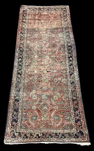 Antique Handmade Wool Rug Middle Eastern Oriental Design Bold Colors 3'9 x 8'6 - Picture 1 of 7
