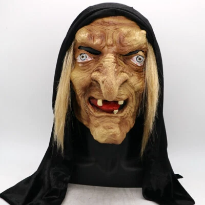 Scary Halloween Witch Mask Creepy Monster Old Woman Full Head Latex Cosplay Mask - Image 1 of 4