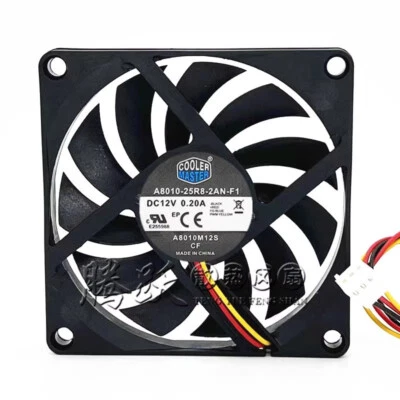 COOLER MASTER A8010-25RB-2AN-F1 12V 0.20A 8010 8CM 3-pin mute cooling fan - Image 1 of 4