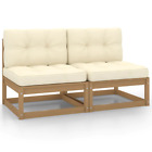 NNEVL Garden Middle Sofas with Cream Cushions 2 pcs Solid Pinewood