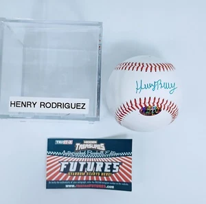 AUTHENTIC AUTOGRAPHED HENRY RODRIGUEZ OAKLAND A'S OMLB BASEBALL W/COA AND CASE - Picture 1 of 2