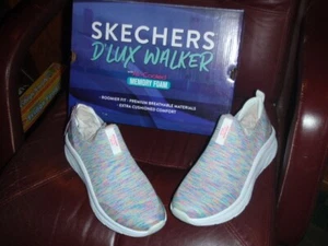 Zapatos sin cordones para mujer Skechers D'Lux Walker arco iris cielo blancos/mullti talla 10 NUEVOS - Imagen 1 de 7