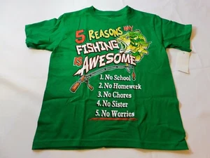 Reel Legends Youth Boy's Short Sleeve T Shirt Size M 5/6 Kelly Green Reasons Why - Picture 1 of 3
