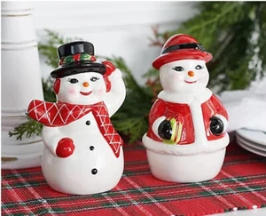 Mr. Christmas 6" Nostalgic Salt & Pepper Shaker Figures - Snowman - Picture 1 of 2