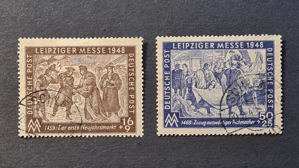 GERMANY 1948 VF POSTALLY USED PAIR LEIPZIGER MESSE SEE SCAN  - Image 1 of 1