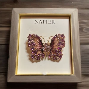 Champagne And Purple Beautiful Napier Butterfly Pin - Picture 1 of 8
