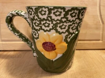 Temp-Tations 12oz Old World Green Bright Yellow Flower Coffee Mug Replacements - Image 1 of 4