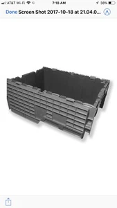 MCD High Density Polyethylene Attached Lid Container,Tote,Gray, FP171 GRAY, Gray - Picture 1 of 5