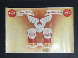 RARE 1960's COCA-COLA PAPER TRAY DINER MAT, WITH BABE RUTH LEAGUE BACK - Imagen 1 de 2