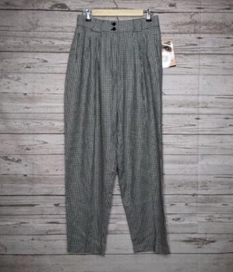 Vintage Jaclyn Smith Houndstooth Pleated Pants Women's Black & White 33 x 28 New - Picture 1 of 7