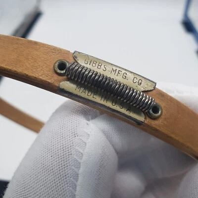 Vintage GIBBS 6” Round Hold Tite Wood Embroidery Hoop Spring Tension USA - Image 1 of 4