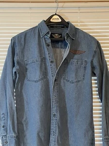 Camisa de mezclilla con botones de manga larga Harley Davidson para hombre talla pequeña | Envío gratuito - Imagen 1 de 9