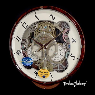 NEW Rhythm Widget Woodgrain Brown Gear Moving Musical Motion Clock 4MH886WU23 - Image 1 of 4