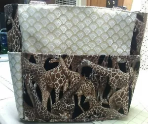 Jirafas Vida Silvestre África Safari Dorado Negro Monedero/Bolso de Proyecto Hecho a Mano 12x12 - Imagen 1 de 8