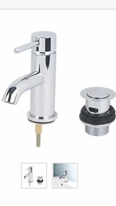 Swirl Ola Basin Mini Mono Mixer Tap with Clicker Waste Chrome - Picture 1 of 2