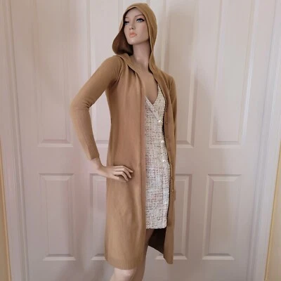 BCBGMaxAzria Sudadera con Capucha Botón Frontal Largo Cárdigan Suéter Talla S Foto 1 de 4