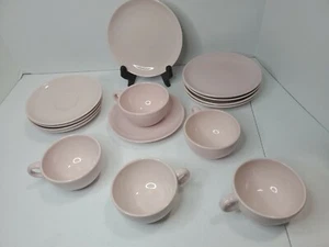 Vintage 15 pcs Russel Wright China Sherbet Pink 5 Plates 5 Cups 5 Saucer - Picture 1 of 6