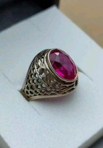 Vintage sowjetischer 875 Sterlingsilber Rubin Ring UdSSR Damen Schmuck Größe 7,25 - Bild 1 von 23