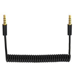 Cable de audio auxiliar en espiral macho a macho de 3,5 mm TRRS 4 postes enchufe - Imagen 1 de 7