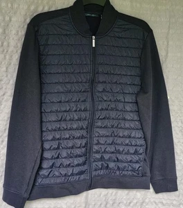 Perry Ellis Jacke Herren Large dunkelblau durchgehender Reißverschluss gesteppt vorne schön - Bild 1 von 8