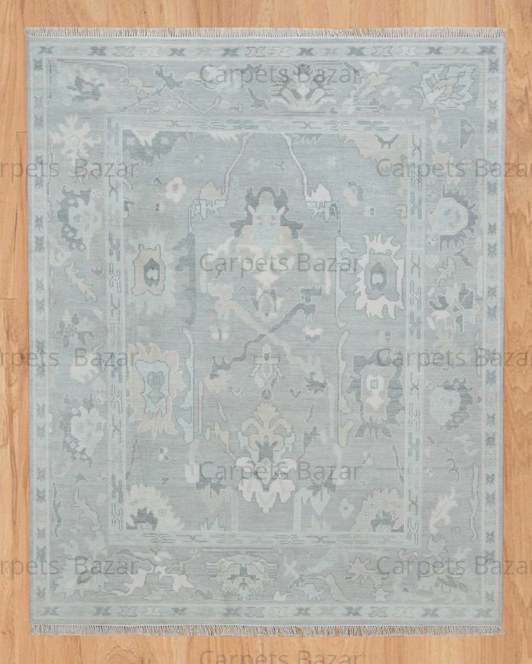 VENTA Alfombra de lana Oushak anudada gris claro 8x10 | Alfombras de diseño | Alfombra de dormitorio Foto 1 de 4