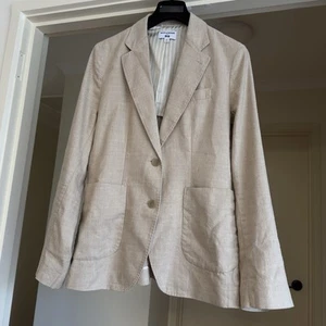 INES DE LA FRESSANGE & Uniqlo Blazer Women Linen Beige Great Condition Size M - Picture 1 of 13
