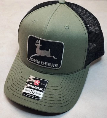 John Deere Black Patch on  Richardson 112 Trucker Hat Snapback Loden/Black - Image 1 of 4