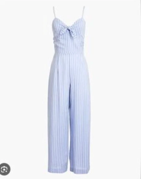 J. Mono para mujer Crew Tie Front 4 correas de espagueti a rayas azul blanco Foto 1 de 4