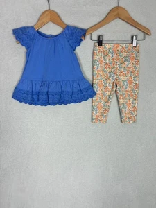 Ralph Lauren, Baby Girls Floral Leggings + Blue Top Combo Set, Size 9M - New - Picture 1 of 9