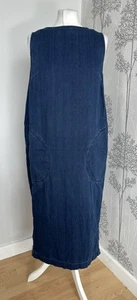 Toast Herringbone Indigo Blue Denim Cross Back Dress Size Uk 8 W Pockets - Picture 1 of 9