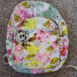 Kipling Seoul Extra Large 17" Laptop Backpack Luscious Floral White W/Gorilla - Picture 1 of 19