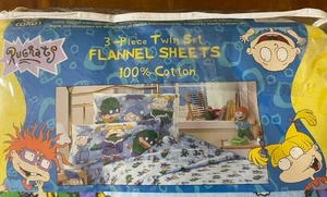 Vintage Viacom Rugrats 3 Stück Twin Set Flanell Laken Set Baumwolle 1998 Neu aus altem Lagerbestand - Bild 1 von 10